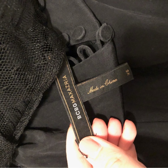 XS Bcbg long silk top with mesh sleeves - Picture 3 of 3